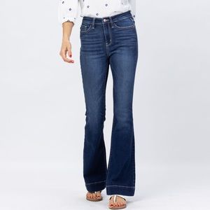 judy blue high rise trouser flare with 2" hem JB82395REG DK
